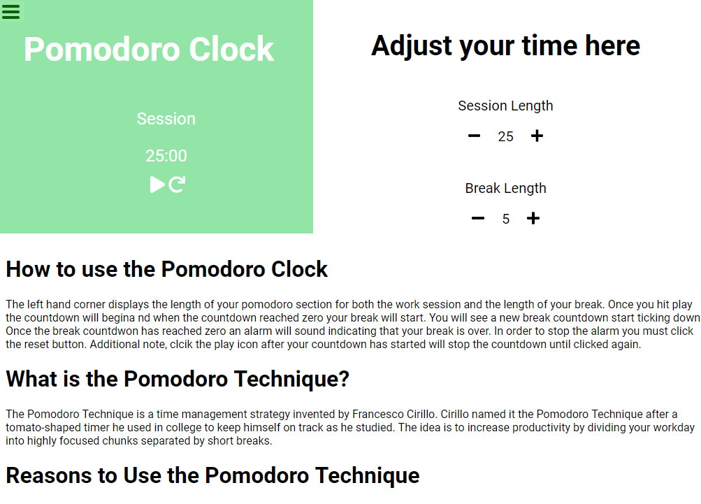 Pomodoro Clock project