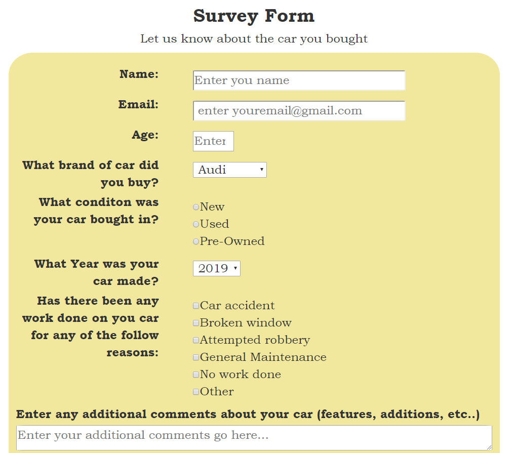 Survey Form project